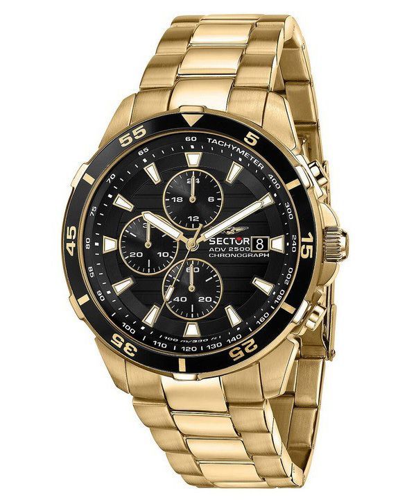 Sector ADV2500 Chronograph Gold Tone Stainless Steel Black Dial Quartz R3273643008 100M Men's Watch