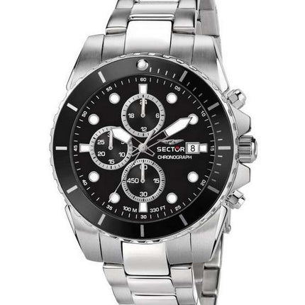 Sector 450 Cronógrafo Negro Sunray Dial Acero inoxidable Cuarzo R3273776002 100M Reloj para hombre