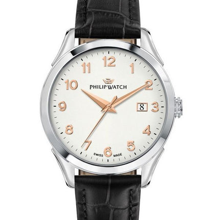 Reloj Philip Watch Roma con correa de cuero y esfera blanca de cuarzo R8251217002 para hombre