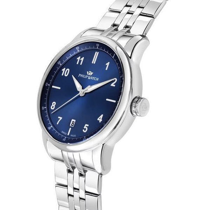 Reloj Philip Watch Anniversary de acero inoxidable con esfera azul y cuarzo R8253150010 100M para hombre