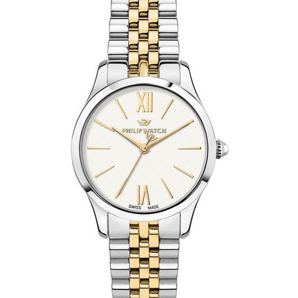 Reloj Philip Watch Grace de dos tonos de acero inoxidable con esfera blanca y cuarzo R8253208516 100M para mujer