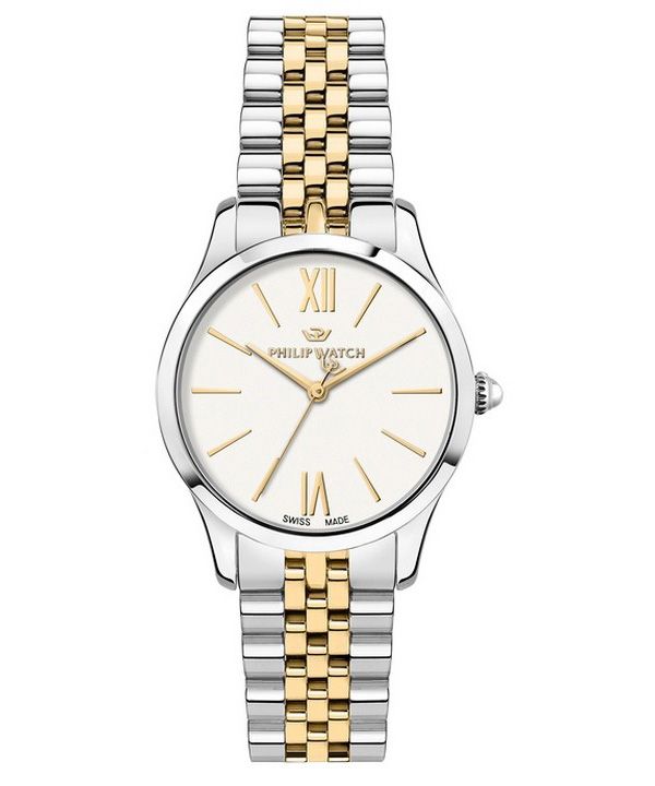 Reloj Philip Watch Grace de dos tonos de acero inoxidable con esfera blanca y cuarzo R8253208516 100M para mujer