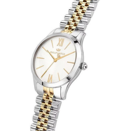 Reloj Philip Watch Grace de dos tonos de acero inoxidable con esfera blanca y cuarzo R8253208516 100M para mujer