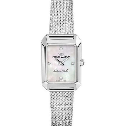 Reloj Philip Watch Newport de acero inoxidable con esfera de rayos de sol blanco y cuarzo R8253213501 para mujer