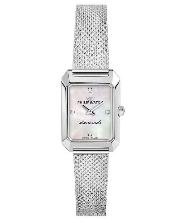 Reloj Philip Watch Newport de acero inoxidable con esfera de rayos de sol blanco y cuarzo R8253213501 para mujer