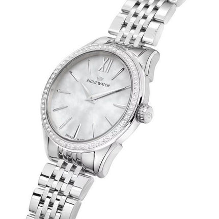 Philip Watch Roma Reloj de mujer de acero inoxidable con esfera blanca y cuarzo R8253217506 con correa adicional