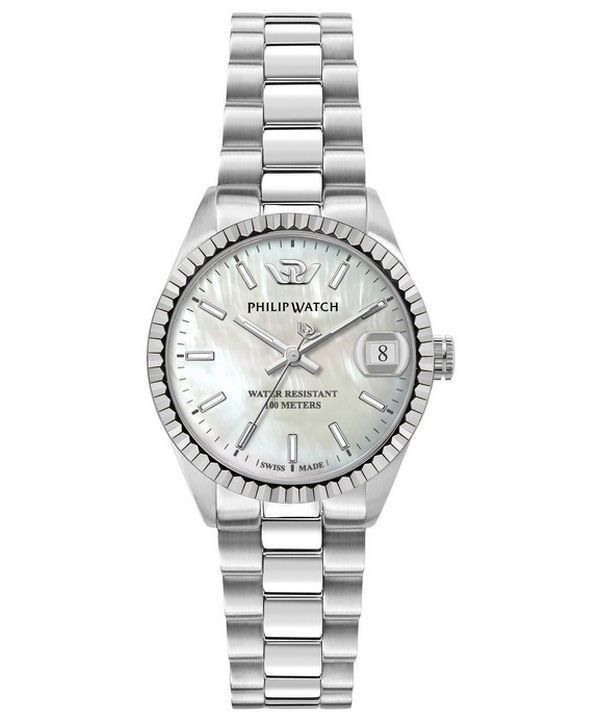 Reloj Philip Watch Caribe de acero inoxidable con esfera blanca y cuarzo R8253597581 100M para mujer