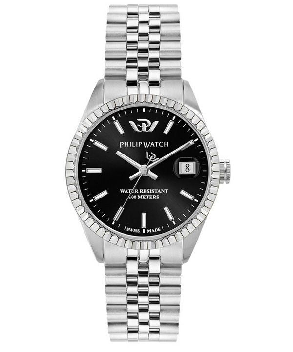 Philip Watch Caribe Urban Acero inoxidable Negro Sunray Dial Cuarzo R8253597586 100M Reloj para mujer