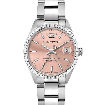 Reloj Philip Watch Caribe Urban de acero inoxidable con esfera rosa y cuarzo R8253597587 100M para mujer