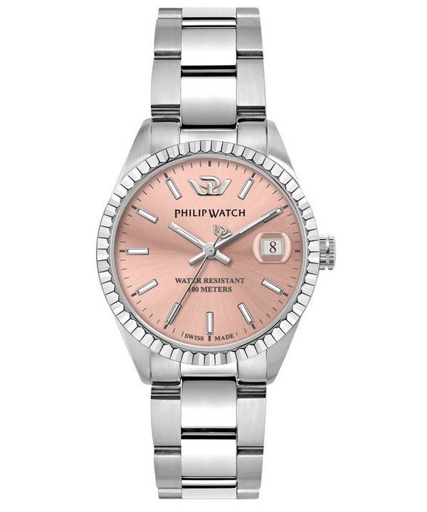 Reloj Philip Watch Caribe Urban de acero inoxidable con esfera rosa y cuarzo R8253597587 100M para mujer