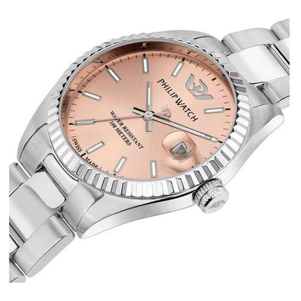 Reloj Philip Watch Caribe Urban de acero inoxidable con esfera rosa y cuarzo R8253597587 100M para mujer