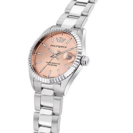 Reloj Philip Watch Caribe Urban de acero inoxidable con esfera rosa y cuarzo R8253597587 100M para mujer