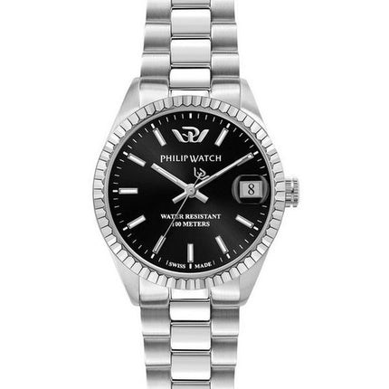 Philip Watch Caribe Urban Acero inoxidable Negro Sunray Dial Cuarzo R8253597589 100M Reloj para mujer