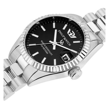 Philip Watch Caribe Urban Acero inoxidable Negro Sunray Dial Cuarzo R8253597589 100M Reloj para mujer