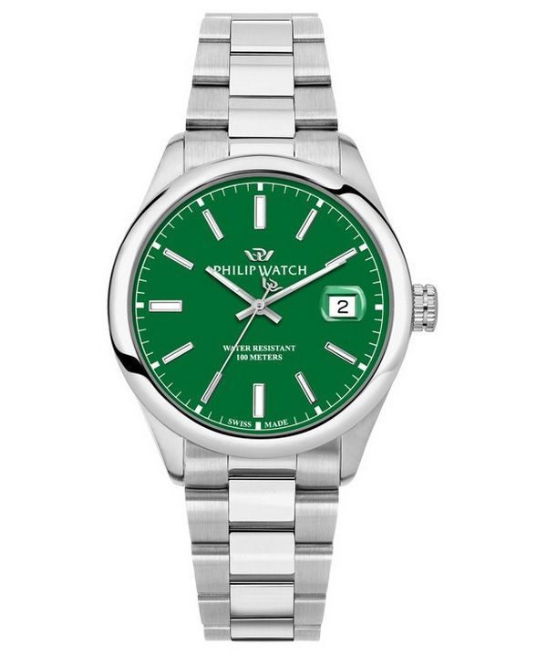 Reloj Philip Watch Caribe Urban de acero inoxidable con esfera verde y cuarzo R8253597643 100M para hombre