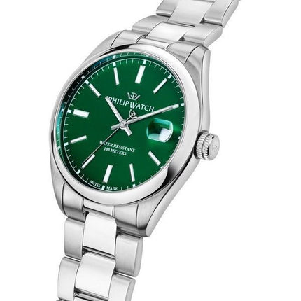 Reloj Philip Watch Caribe Urban de acero inoxidable con esfera verde y cuarzo R8253597643 100M para hombre