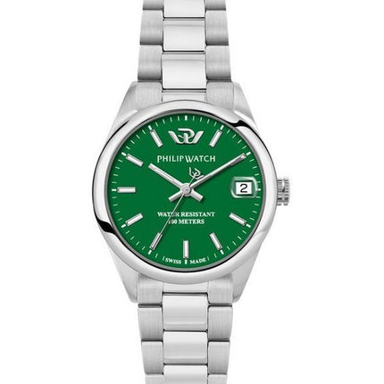 Reloj Philip Watch Caribe Urban de acero inoxidable con esfera verde y cuarzo R8253597647 100M para hombre