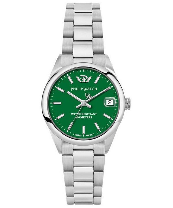 Reloj Philip Watch Caribe Urban de acero inoxidable con esfera verde y cuarzo R8253597647 100M para hombre