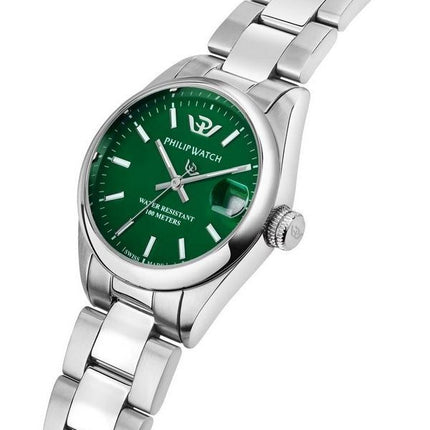 Reloj Philip Watch Caribe Urban de acero inoxidable con esfera verde y cuarzo R8253597647 100M para hombre