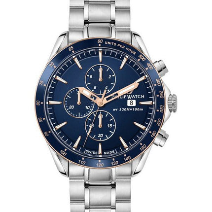 Philip Watch Blaze Cronógrafo Acero inoxidable Esfera azul Cuarzo R8273995006 100M Reloj para hombre