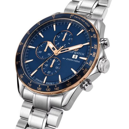 Philip Watch Blaze Cronógrafo Acero inoxidable Esfera azul Cuarzo R8273995006 100M Reloj para hombre