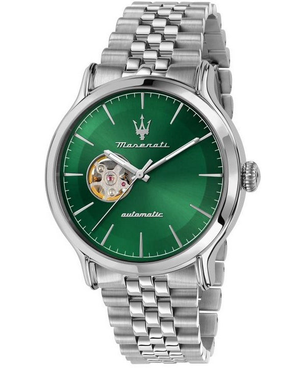 Maserati Epoca Acero inoxidable Corazón abierto Esfera verde Automático R8823118010 100M Reloj para hombre