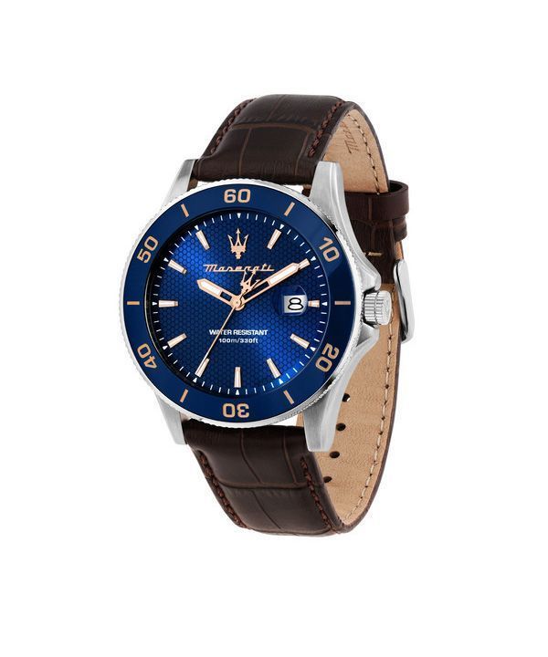 Reloj Maserati Competizione con correa de cuero y esfera azul de cuarzo R8851100004 100M para hombre