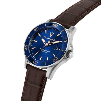 Reloj Maserati Competizione con correa de cuero y esfera azul de cuarzo R8851100004 100M para hombre