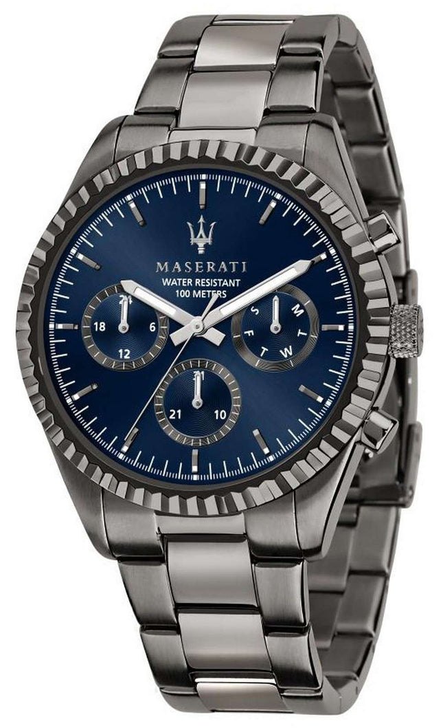 Maserati Competizione Reloj para hombre de cuarzo de acero inoxidable con esfera azul R8853100019 100M