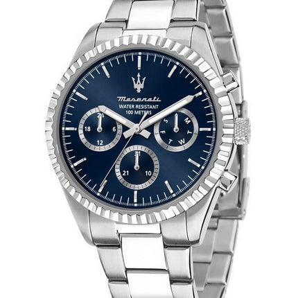 Reloj Maserati Competizione de acero inoxidable con esfera multifunción azul y cuarzo R8853100022 100M para hombre