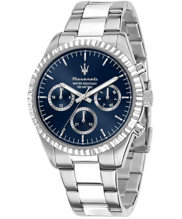 Reloj Maserati Competizione de acero inoxidable con esfera multifunción azul y cuarzo R8853100022 100M para hombre