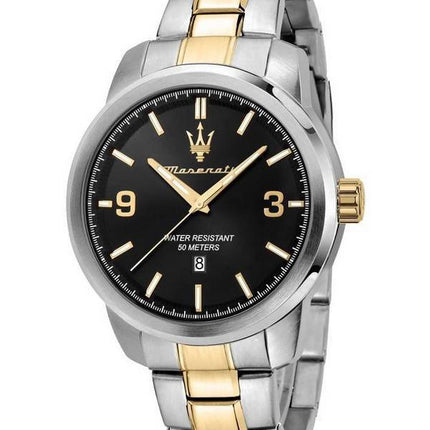 Maserati Successo Two Tone Stainless Steel Black Dial Quartz R8853121009 Men's Watch