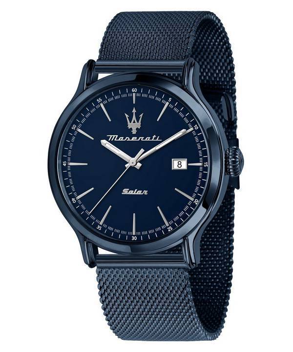 Maserati Stainless Steel Mesh Blue Dial Solar R8853149001 100M Men's Watch