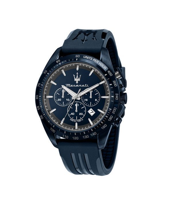 Maserati Traguardo Edición limitada Cronógrafo Correa de caucho Esfera azul Cuarzo R8871612042 100M Reloj para hombre