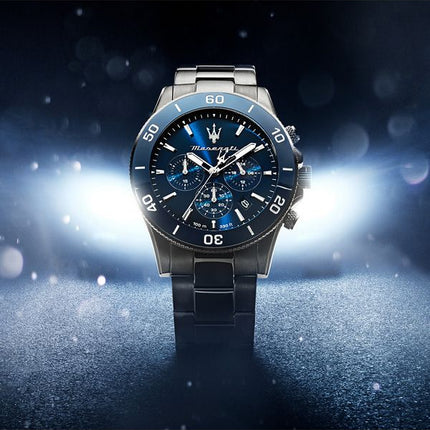 Maserati Competizione Cronógrafo Acero inoxidable Esfera azul Cuarzo R8873600005 100M Reloj para hombre