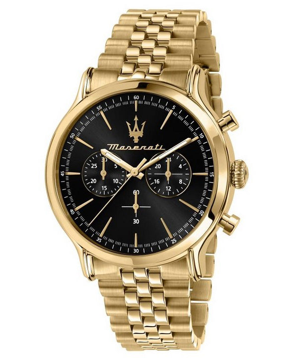 Maserati Epoca Gold Tone Chronograph Black Dial Cuarzo R8873618023 100M Reloj para hombre