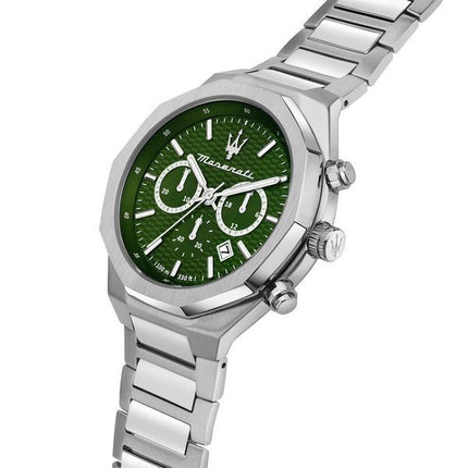 Maserati Stile Cronógrafo Acero inoxidable Esfera verde Cuarzo R8873642011 100M Reloj para hombre