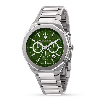 Maserati Stile Cronógrafo Acero inoxidable Esfera verde Cuarzo R8873642011 100M Reloj para hombre