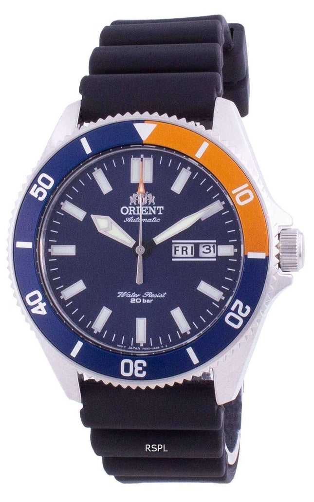 Reloj para hombre con correa de silicona con esfera azul Orient RA-AA0916L19B 200M automÃ¡tico