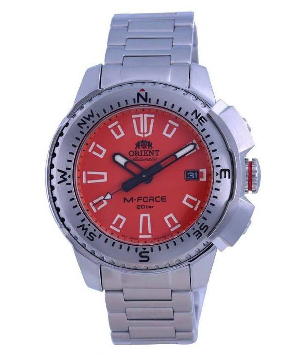 Reloj para hombre Orient M-Force con esfera naranja de acero inoxidable automático RA-AC0N02Y10B 200M