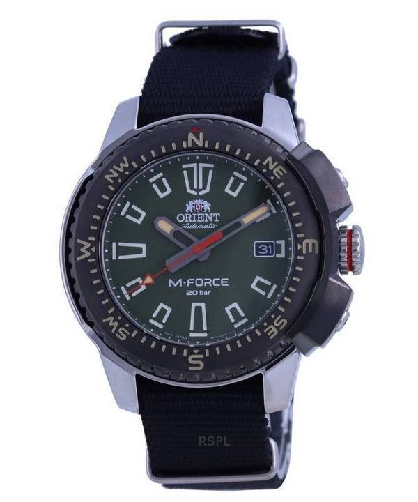 Reloj para hombre Orient M-Force de acero inoxidable con esfera verde y automático RA-AC0N03E10B 200M