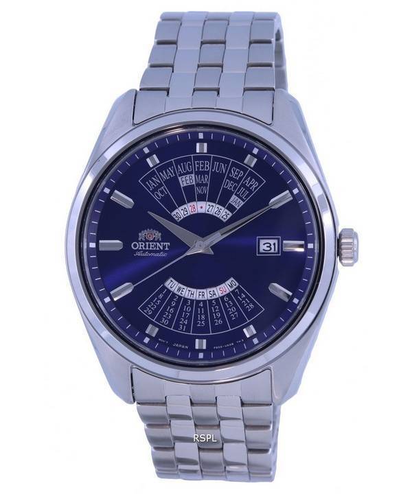 Orient Calendario multianual Esfera azul Acero inoxidable Automático RA-BA0003L10B Reloj para hombre