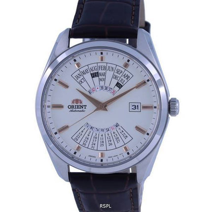 Reloj Orient con calendario multianual, esfera blanca, cuero, automático, RA-BA0005S10B RA-BA0005S30B para hombre