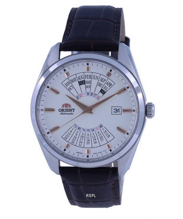 Reloj Orient con calendario multianual, esfera blanca, cuero, automático, RA-BA0005S10B RA-BA0005S30B para hombre