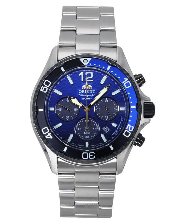 Reloj de buceo de cuarzo con esfera degradada azul edición limitada Orient Sports RA-TX0208L 200M para hombre