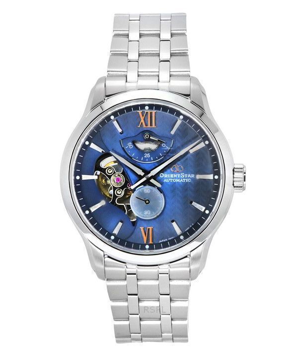 Reloj para hombre Orient Star Contemporary de acero inoxidable con esfera azul automático RE-AV0B08L00B 100M