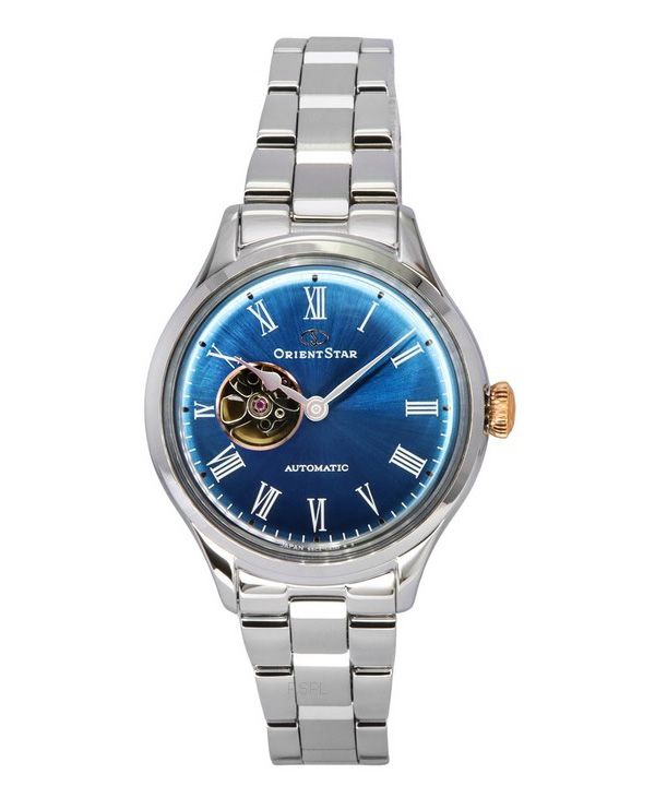 Reloj para mujer Orient Star Classic Edición limitada con corazón abierto y esfera azul automático RE-ND0019L00B con correa adic