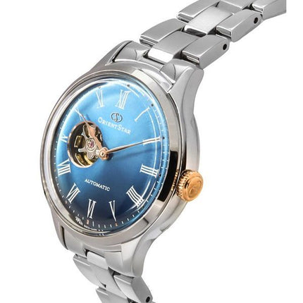 Reloj para mujer Orient Star Classic Edición limitada con corazón abierto y esfera azul automático RE-ND0019L00B con correa adic