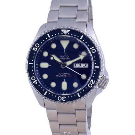 Ratio FreeDiver Dial azul Acero inoxidable Automático RTA102 200M Reloj para hombre