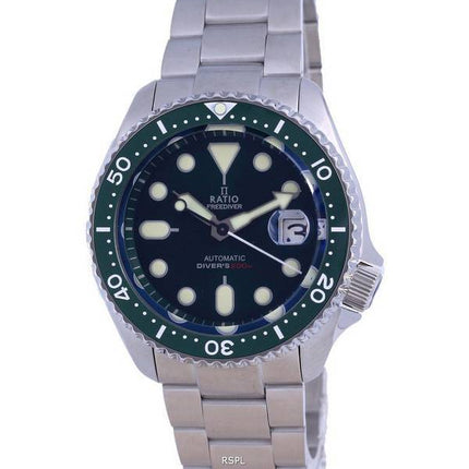 Ratio FreeDiver esfera verde acero inoxidable automático RTB205 200M reloj para hombre